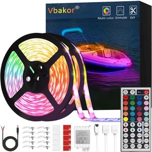 Boat Strip Lights Waterproof 50FT, 12v RGB Marine Pontoon Boat Lights, Boats Interior Deck Cabin Light, Night Fishing Lighting for Jon Bass, Yacht, Kayak, RV