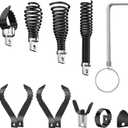 9-Piece Drain Auger Drill Attachment for 5/16-3/4" Cable, Heavy-Duty Steel Construction, Fits 50FT-100FT Drain Machines,Rust-Resistant for Sink/Shower/Toilet Clogs