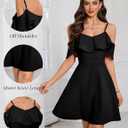 Bbonlinedress Off The Shoulder Womens Cocktail Dress, Spring Summer Formal Wedding Guest Bridal Shower Prom Teens Mini Dress (Black)