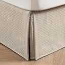 MIYE Pleated Waffle Weave Bed Skirt, Tailored Dust Ruffle 14 Inch Drop Easy Fit, Machine Washable,No Split Corners (Beige,Cal King - 14" Drop)