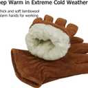 OZERO Work Gloves Winter Insulated Snow Cold Proof Leather Glove Thick Thermal Imitation Lambswool - Extra Grip Flexible Warm for Working in Cold Weather for Men, Women (Brown,Medium)