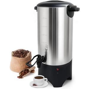 Commercial Coffee Urn, 50 Cups/7.5L Stainless Steel Large Coffee Dispenser, 1000W 120V Electric Coffee Maker Urn For Quick Brewing, Hot Water Urn with Detachable Power Cord for Easy Cleaning