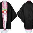 MEEZY 13 Pcs Japanese Anime Kimono Outfits Halloween Cosplay Costume for Adults (Black)