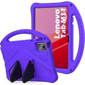 YRH for Lenovo Idea Tab 11 Case 2025 (TB336) / for Lenovo Tab M11 Case 2023 (TB330), Kids EVA Shockproof Tablet Cover with Stand Handle, Purple