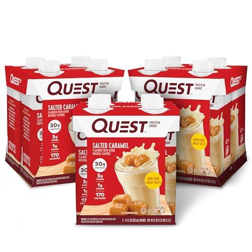 Quest Nutrition Ready to Drink Salted Caramel Protein Shake, 30g Protein, 3g Net Carbs, Gluten Free, Keto Friendly, 11 fl.oz 4 Count (Pack of 3) BB 01/22/26