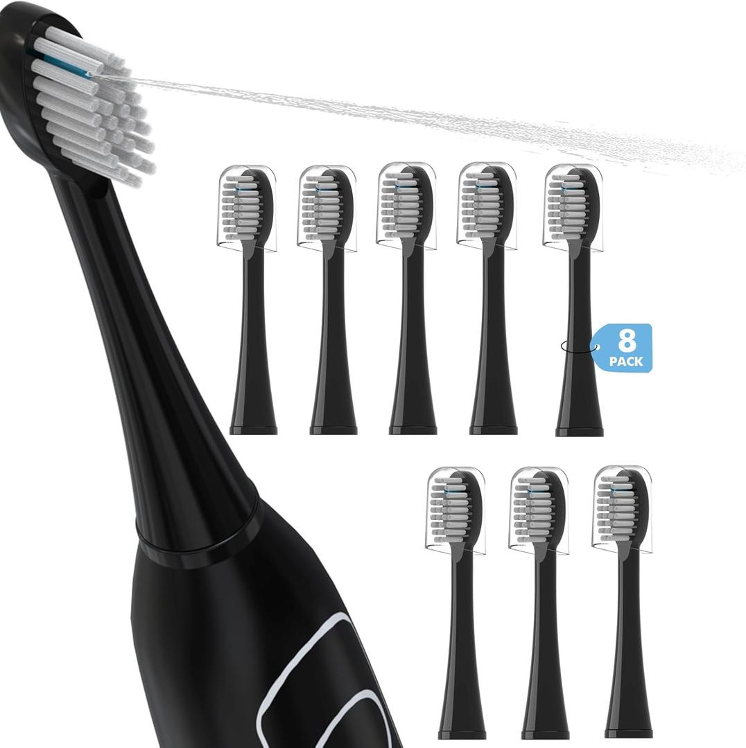 Replacement Heads for Waterpick Sonic Fusion 2.0-Brush Heads for Waterpik Sonic-Fusion SF01, SF02, SF03 & SF04,8 Pack Black