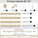 Gold Curtain Rod 36-91 Inch, 1 Inch Adjustable Heavy Duty Curtain Rods for Windows, Decorative Modern Window Treatment Rods, Telescopic Splicing Metal Drapery Pole, Easy Installation