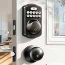 Veise Keyless Entry Door Lock with 2 Knobs, Electronic Backlit Keypad Deadbolt with Handle Set, Auto Lock, One-time Codes, Smart Deadbolt for Front Door, Easy Installation, Matte Black