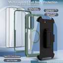 for Samsung Galaxy A16 5G Case, [Transparent & Holster Series] Belt Clip Full Body Shockproof Protective Cell Phone Cover with 2 Pack Tempered Glass Screen Protector (Dark Green/Clear)