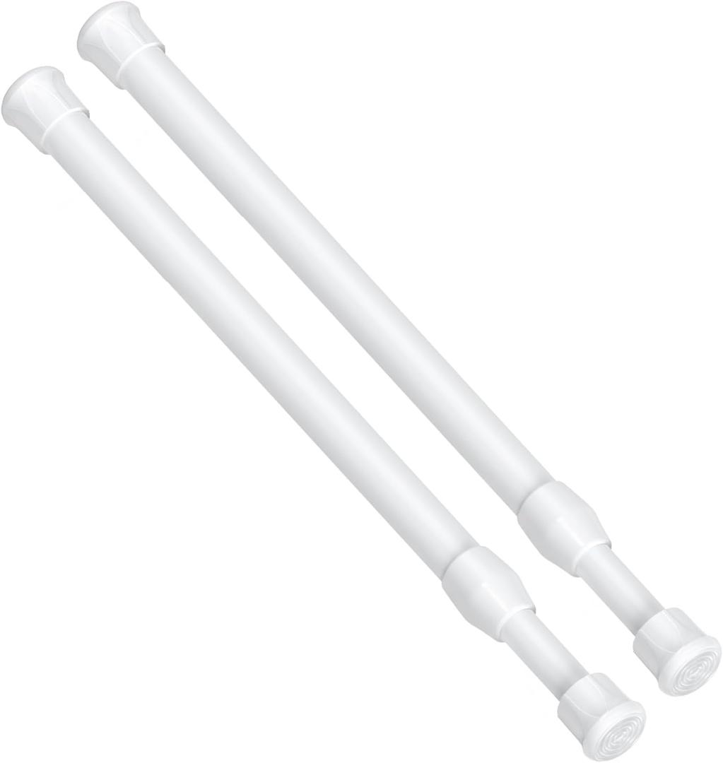 AIZESI Spring Tension Curtain Rods Short Tension Rod (White,12" to 19"-2Pcs)
