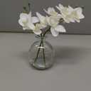 White Orchids Artificial Flowers Faux Orchid Arrangement with Clear Glass Vase Set of 1 Real Touch Phalaenopsis Orchid Flowers Orchid Centerpiece for Dining Room Table