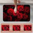 Non Slip Bath Mat,Red Roses Bathroom Decor,Floral Diatomaceous Bath Mat Quick Dry Absorbent Bathroom Rugs-Shower Rug for Kitchen Laundry Bathtub Shower 17"x29.5"