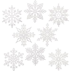 24 Pcs Large Snowflakes Extra Large Outdoor Christmas Ornaments 12 Glittered Snowflakes Decorations Oversized Christmas Tree Ornaments Winter Indoor Outdoor Window Hanging Decorations (White)