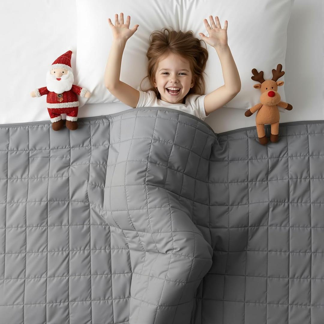 Weighted Blanket -5lbs 41"x60" Cooling Heavy Blanket for 60-80lbs with Premium Glass Beads - Soft Thick Big Blankets for All-Season Sleeping Comfort Breathable