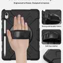 for iPad(A16) 11 inch 2025 case/10.9 inch iPad 10th Generation Case, Heavty Duty Shockproof Full Protective Case with Screen Protector and Rotatable Hand Strap, Shoulder Strap (Black)