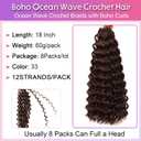 8Packs Curly Crochet Hair Boho Ocean Wave Crochet Hair 18Inch Pre Looped Crochet Hair for Black Women Pre Twisted Bench Curl Crotchet Hair(33#, 18inch)