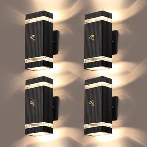 LMP 4 Packs Dusk to Dawn Outdoor Lighting, Wall Sconce with 5w LED Bulbs, Outside Lights for House IP65 Waterproof Aluminum Up and Down Outdoor Lights for House, Garage, Porch, Doorway