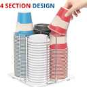 KOTEMON Cup and Lid Holder, 4 Compartment, Square | Rotating Coffee Cup Dispenser Lid Carousel for Restaurant, Buffet, Coffee Station, Bar, Countertop, Clear Acrylic