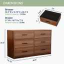 Modern 6-Drawer Dresser with Spacious Storage,Sturdy Wood Frame, and Large Capacity Drawers, Dressers for Bedroom, Home Organization Storage for Living Room or Hallway, Walnut, 15.8"D x 44.5"W x 26.5"H