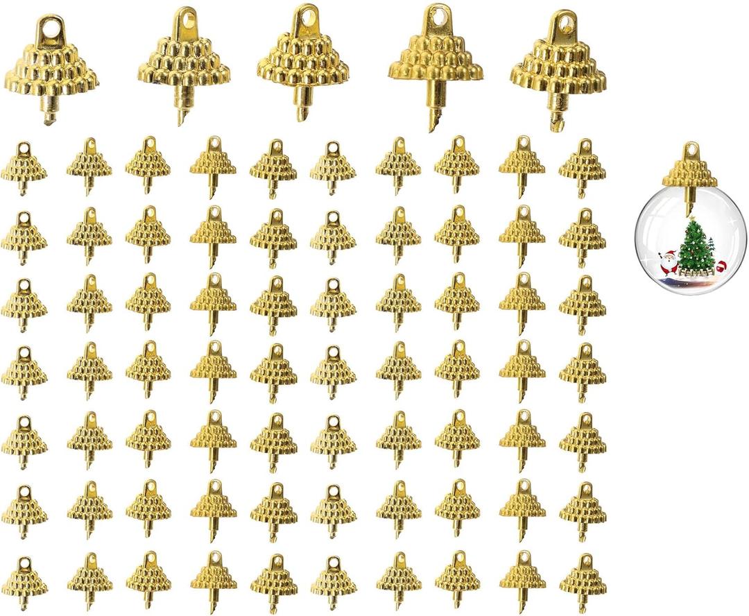 VICASKY 150 Pieces Gold Round Ball Caps & Hangers | All-Purpose DIY Pendant Covers, Replacement Finials for Ornaments, Crafts, Miniature Projects (0.59 Inch/1.5cm Hole Size)