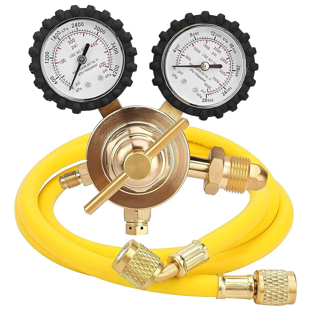 Nitrogen Regulator with 0-600 PSI Delivery Pressure, 60" Hose CGA580 Inlet Connection and 1/4'' Male Flare Outlet Connection