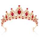 SuPoo Tiaras for Women Red Crown Queen Birthday Crown Crystal Headband Red Gem Rhinestone Hair Accessories Jewelry Princess Decoration for Wedding Party Prom Halloween Christmas Gifts