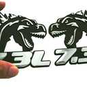 2Pcs Godzilla Badges Raging 7.3 Emblem 3D Decal Side Angry Agressive Sticker Nameplate Fit for Universal Car Body Motorcycle SUV Door Window Decoration (Chrome)