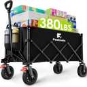 180L Collapsible Wagon with Wheels, Feelnais Folding Wagon Cart with Adjustable Handle, Foldable Utility Wagon for Grocery Shopping Camping Outdoor Sports Beach Garden