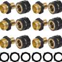 Hourleey Garden Hose Quick Connector, 3/4 Inch Male and Female Garden Hose Fitting Quick Connector, 6 Set