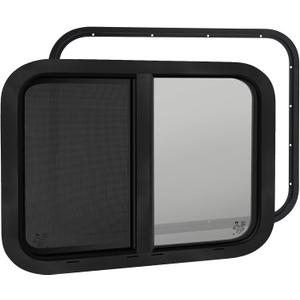 30"W x 20"H RV Window for Trailer Camper,Horizontal Sliding Replacement RV Window for Cargo Trailer with Screen&Trim Ring Fit 15/16" or 1-3/8" Thick Wall,Allow Error 1/16",DOT Approved