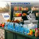 Commercial Ice Crusher 750LBS/H, 350W Electric Snow Cone Machine with 4 Stainless Steel Blades, 2000RPM, 8.98Gal Hopper Shaved Ice Maker with Safety On/Off Switch for Home, Restaurants, Bars, White
