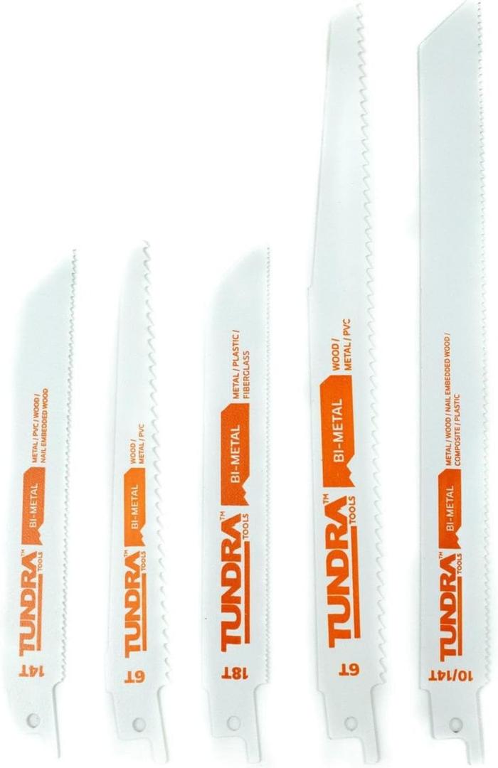 5 Piece Bi-Metal Recip Blade Set 57170, reciprocating Saw Blades, Cut Metal, Wood, and Plastic