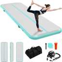 IBATMS Air Tumbling Mat Tumble Track, 4/8inches Inflatable Gymnastics Air Mat for Home Use/Training/Cheerleading/Yoga/Water with Air Pump (10ft(3x0.9x0.1m), Mint green)
