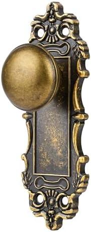 ToPToToo Antique Brass Dummy Door Knob Interior, Antique Old Style Door Knob Replacement for Closet Vintage Bifold Cabinet Dummy Door Handles No Lock,2 Pack