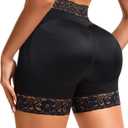 DERCA Padded Underwear for Women Butt Lifting Shapewear Booty Pads Hip Enhancer Lace Boyshorts (Small, Black)
