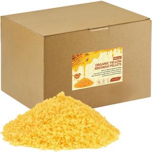 MicCai Yellow Natural Beeswax Pellets 5LB, Organic Beeswax, Beeswax for Candle Making, Body, Skin Care DIY, Lip Balm, Soap and Lotion Making Supplies