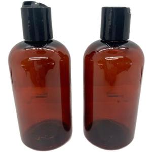16 oz Amber Plastic Bottle with Black Disc Cap - 2 Pack - BPA-Free and Break-Resistant - Perfect for Lotions, Creams, and Beauty Essentials