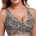 Ocean Blues Women's V-Neck Bikini Top Crisscross Front Bikini Top for Women Underwire Bathing Suit Top (L)