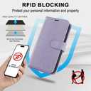 MONASAY Wallet Case Compatible for iPhone 15 5G,[Glass Screen Protector Included] [RFID Blocking] Flip Folio Leather Cell Phone Cover with Credit Card Holder, 6.1-inch, Lavenders