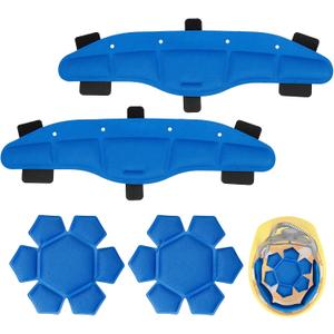Hard Hat Sweatband and Top Pad Set, Hard Hat Cooling Liner Accessories, Suspension Sweatband Replacement for Safety Helmet, Washable and Reusable Hardhat Insert, Blue (2 Set)