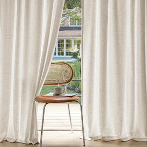 MIULEE Non-See-Through Privacy Linen Curtains 2 Panels, Light Filtering Window Curtains Farnhouse Textured Back Tab Semi Sheer Drapes for Bedroom Living Room, 52 x 90 Inches Long, Linen