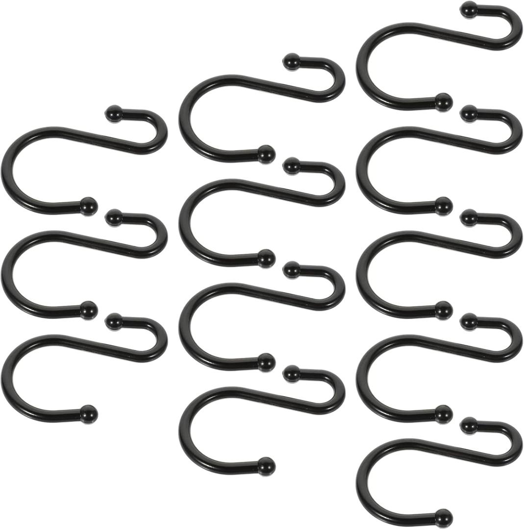 12pcs S-Shaped Shower Curtain Hook S Shaped Rings Zinc Alloy Curtain Hooks Alloy Rings Shower Curtain Rings S Shaped Shower Rings Curtain Rod Hooks Curtain Hangers Curtains Hanger (Black)