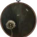 Giosve Vintage Gothic Dandelion Floral Round Wall Art Canvas Framed Poster, Dark Academia Goth Moody Floral Hanging Wall Sculptures for Home Bedroom Living Room Office Decor, 10x10 Inch