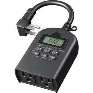 DEWENWILS Outdoor Timer Outlet Waterproof, Outdoor Digital Timer for Lights, Programmable with 2 Grounded Outlets, for Home and Garden, 15A, 1/2HP, Heavy Duty