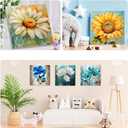 SYDYLH 6 Pack Paint by Numbers Kit for Adults/Kids, Easy Framed Adults Paint by Numbers Kits, DIY Simple Flowers Acrylic Oil Painting Number Kits for Home Wall Decor (8 x 8 Inch)