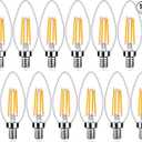 12-Pack Dimmable E12 LED Candelabra Bulbs 40Watt Equivalent, 2700K Warm White, 450Lumens, 4W B11 Vintage Chandelier Light Bulbs, LED Filament Clear Glass Candle Lamp for Ceiling Fan Home Decor1