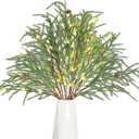 4 Pcs 31 Inch Lighted Faux Cedar Branches Christmas Norfolk Pine Branches Artificial Cedar Picks and Sprays LED Light Greenery Stems for Winter Christmas Vase Decor (Fresh Style)