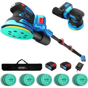 Electric Orbit Sander Kit with 8.2ft Pole,20V Random Hand Sanders 4.0AH,5.0 Inch Variable Cordless Sanders for Wood Working,Sanding