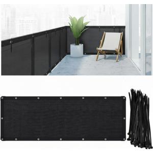 CroBlissful 3' X 30' Balcony Screen Privacy Fence Cover HDPE UV Resistant Privacy Screen Outdoor Balcony Shield Decor Mesh Fence Panel Cover for Deck Patio Backyard Pool Porch (Black)