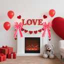 Valentine's Day Bow Large Valentine's Day Wreath Bows 11.4x19.6 In Valentine's Day Pink Love Heart Ribbon Bow for Wreath Valentine Tree Topper Bow for Valentine Wedding Front Door Indoor Outdoor Decor